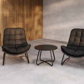 Pactor Home Cala Outdoor Loungeset - 2 Stoelen en Tafel 58cm Antraciet