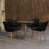 Pactor Home Anafi Outdoor Tuinset - 4 Stoelen en Tafel 80cm Zwart Donkergrijs