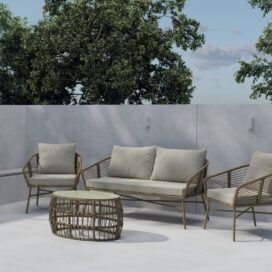 Pactor Home Lipari Rotan Outdoor Sofa Set – Bank 160cm, 2 Stoelen en Tafel Bruin