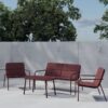 Pactor Home Fourni Outdoor Sofa Set - Bank, 2 Stoelen en Tafel 90x50cm Burgundy