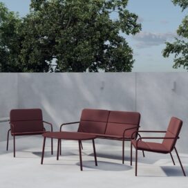 Pactor Home Fourni Outdoor Sofa Set - Bank, 2 Stoelen en Tafel 90x50cm Burgundy