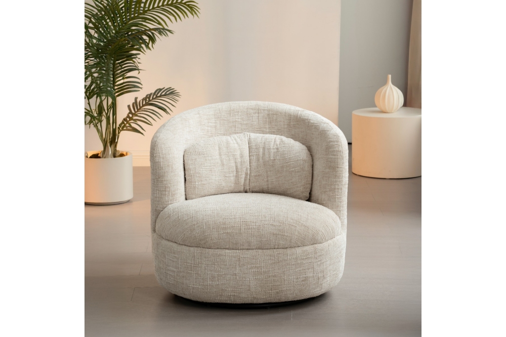 Livingfurn Draaifauteuil Britt - Geweven Stof Cream - Afbeelding 2