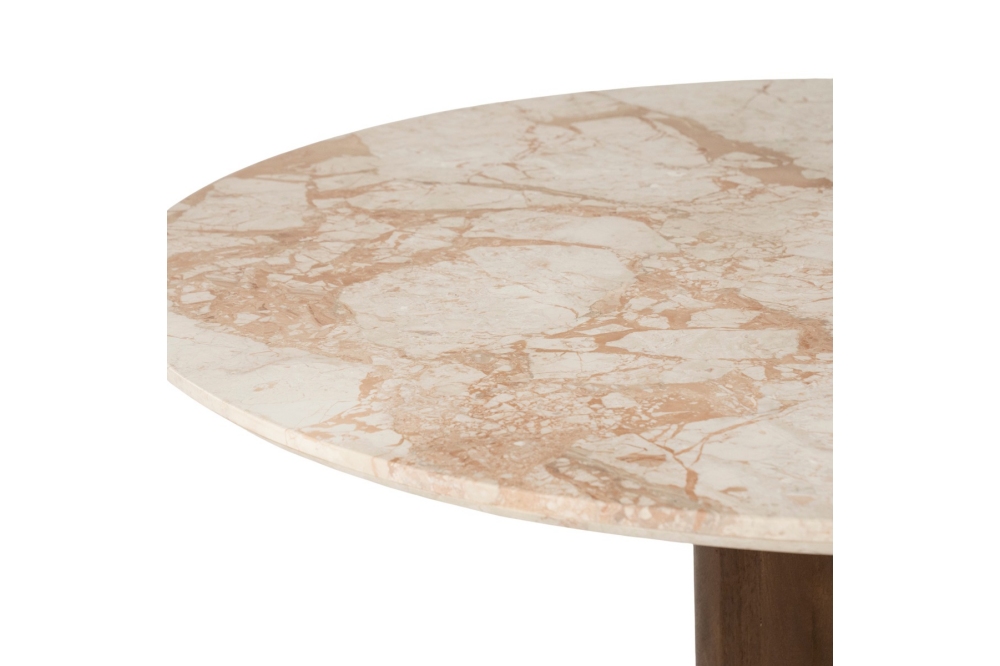 Eleonora Ronde Eettafel Ted - Mangohout Marmer 130cm - Afbeelding 2