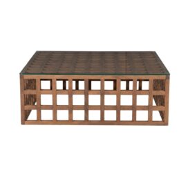 Eleonora Vierkante Salontafel Heras - Mangohout Bruin Glas 32x90cm