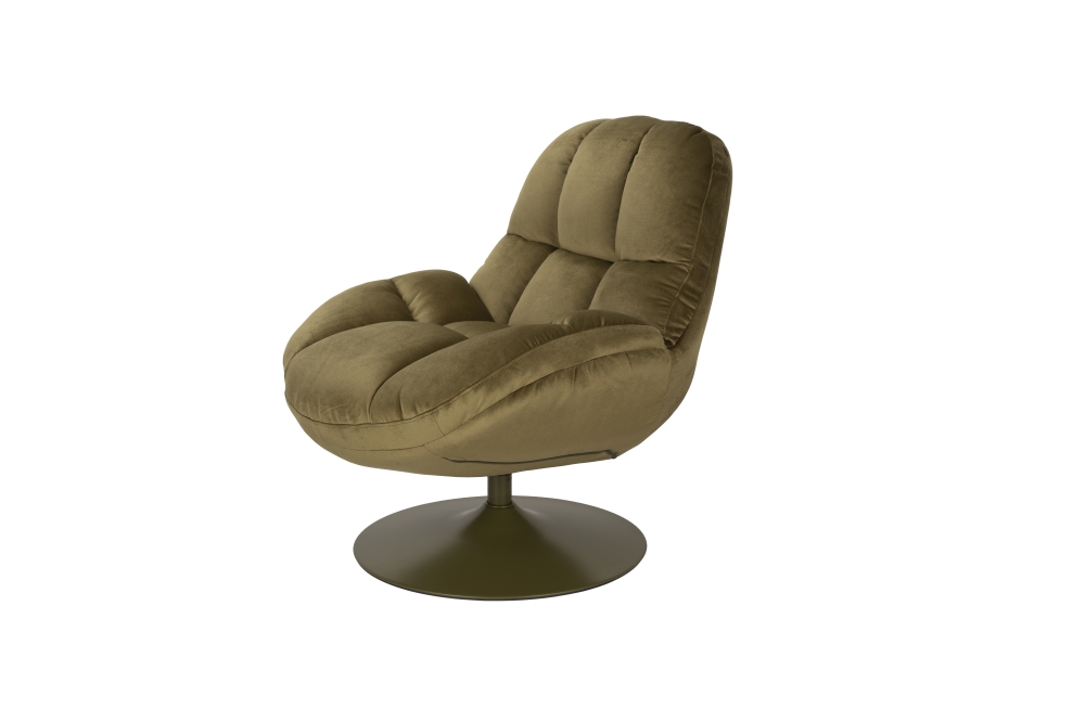 Hip District Draaifauteuil Beefy - Velvet Stof Groen