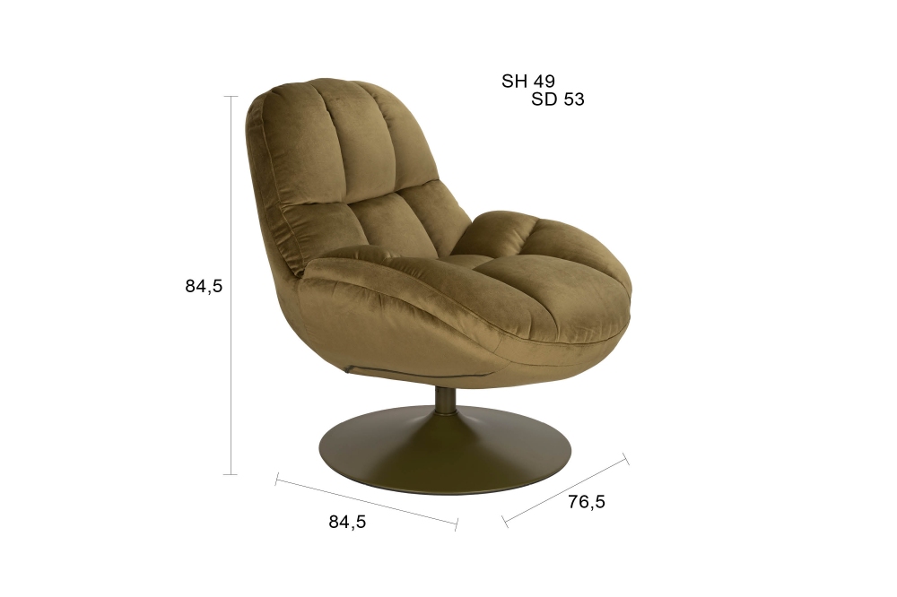 Hip District Draaifauteuil Beefy - Velvet Stof Groen - Afbeelding 10