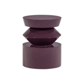 Woood Auren Ronde Bijzettafel - Hout Hoogglans Paars/Bruin 50x40cm