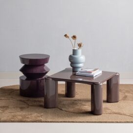 Alternative view of Woood Auren Ronde Bijzettafel - Hout Hoogglans Paars/Bruin 50x40cm