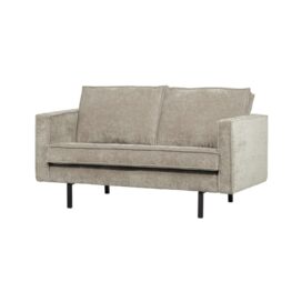 Woood Rodeo 2-Zits Bank - Ribstof Donkerzand 150cm