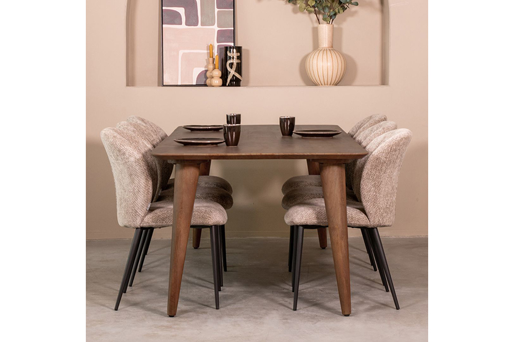 LABEL51 Eettafel Fly - Mangohout Gezandstraald Espresso 190x100cm