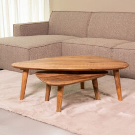 LABEL51 Organische Salontafel Set Gregg - Mangohout Nature Rough 110x64cm