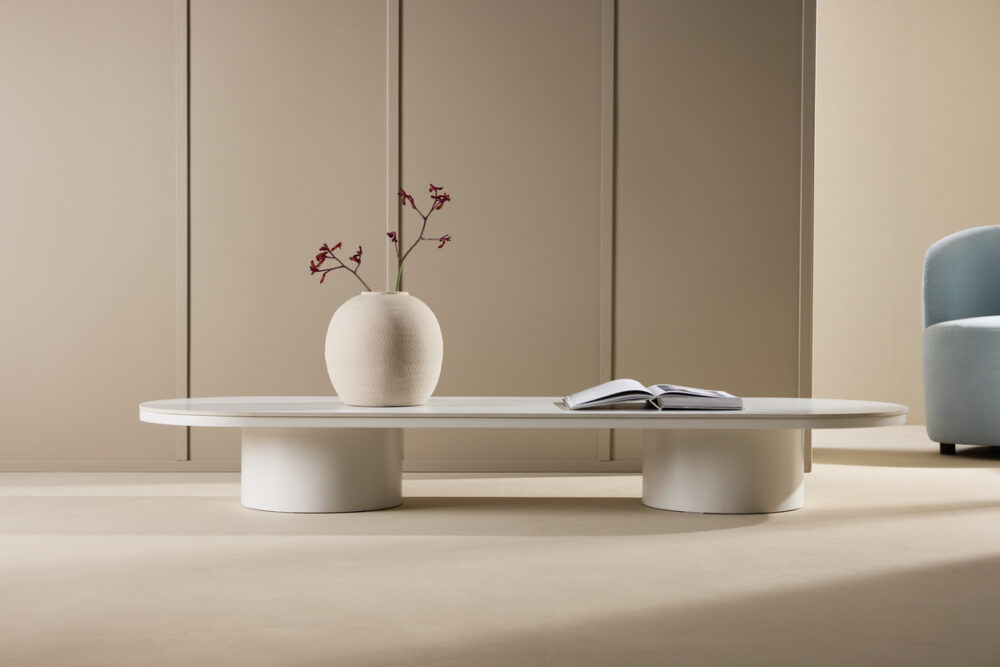 Pactor Home Ovale Salontafel Narvik - Gesinterd Steen Blad Beige 190x60cm