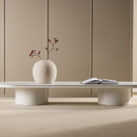 Pactor Home Ovale Salontafel Narvik - Gesinterd Steen Blad Beige 190x60cm
