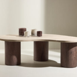 Pactor Home Organische Salontafel Megg - MDF Travertinlook Bruin 130x78cm
