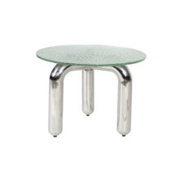Dutchbone Ronde Bijzettafel Marly - Glas Chroom 44x60cm