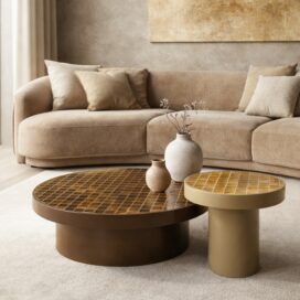 Alternative view of Livingfurn Ronde Salontafel Brix Tylo - Keramiek Metaal Bruin 80cm
