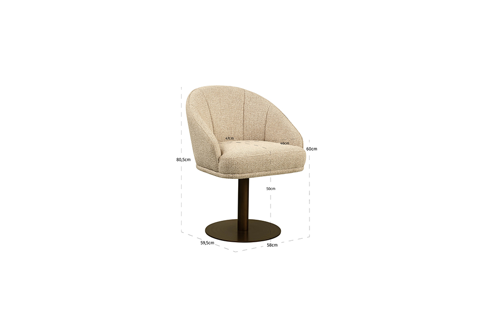 Richmond Interiors Draaibare Eetkamerstoel Beverly - Natural Fancy - Afbeelding 7