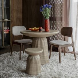 Alternative view of Dutchbone Ronde Eettafel Brison - Beton Natuursteenlook Naturel 90cm